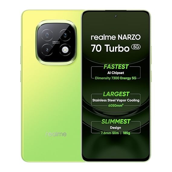 realme NARZO 70 Turbo 5G (6GB RAM,128GB Storage) | Segment's Fastest Dimensity 7300 Energy 5G Chipset | Motorsports Inspired Design